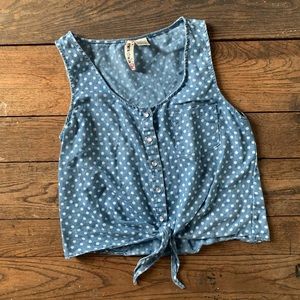 Last call! Mimi Chica Polka Dot Soft Knot Front Crop